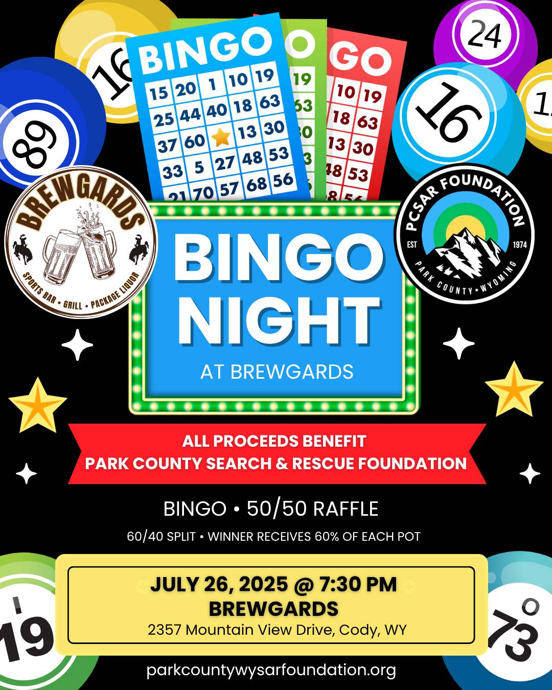 PCSARF BINGO NIGHT 7.26.25